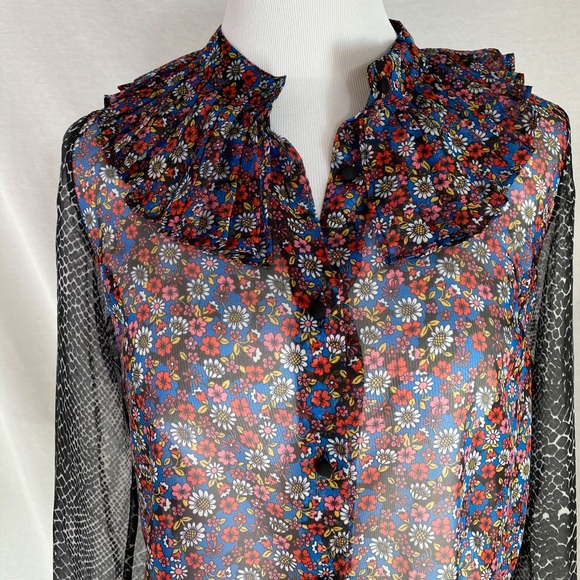 NWT Small Size 6 Designer Manoush- Python Plisse Print Blouse in Chemise - Picture 6 of 15